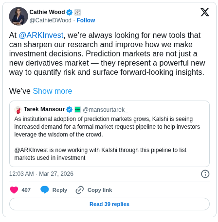 ARK CEO Cathie Wood X Post
