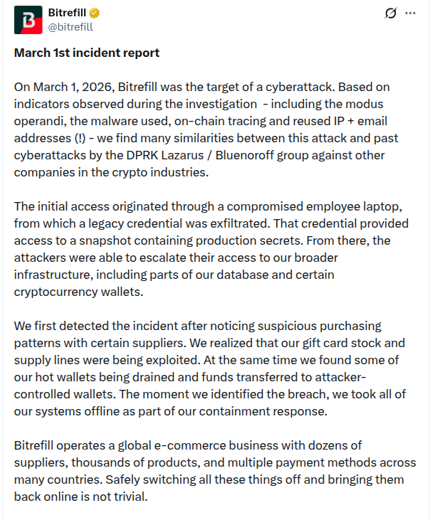 Bitrefill Incident Report: Major Cyberattack Exposes 18,500 Customer Records