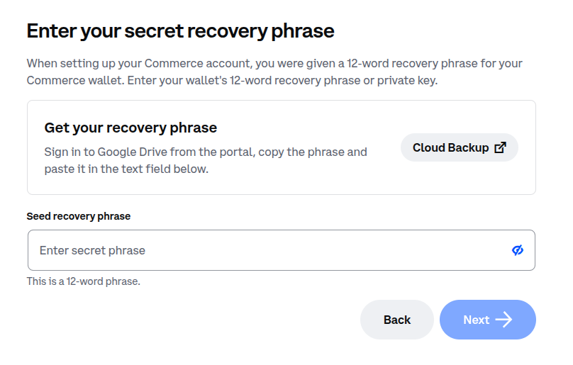 Coinbase-Commerce seed-phrase