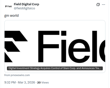 Field Digital Corp X Post