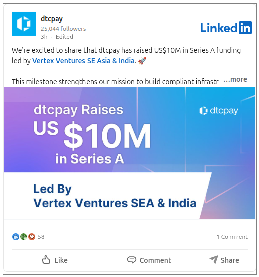 dtcpay LinkedIn Post