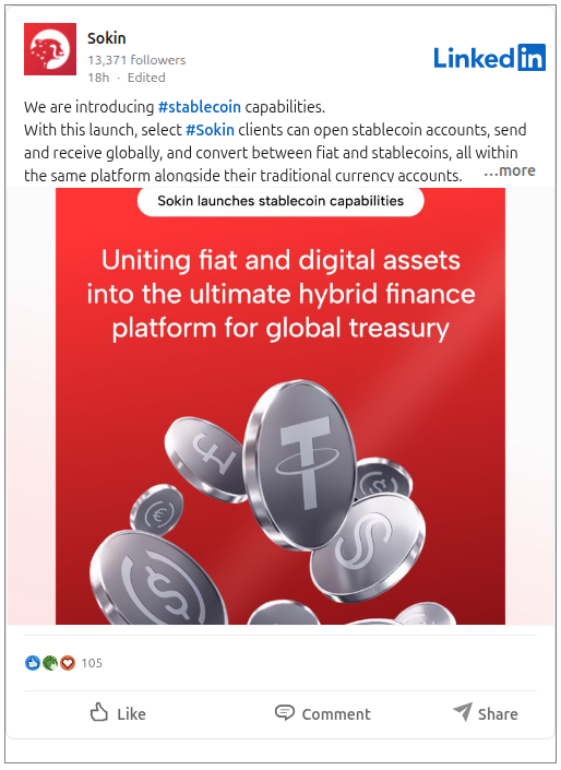Sokin LinkedIn Post