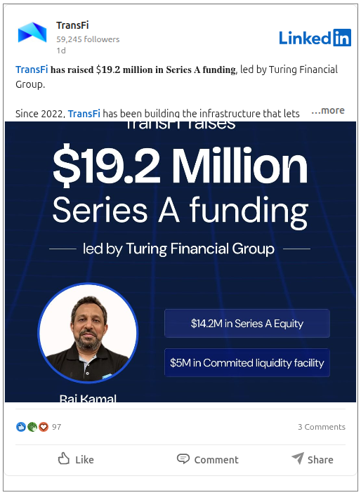 TransFi LinkedIn Post