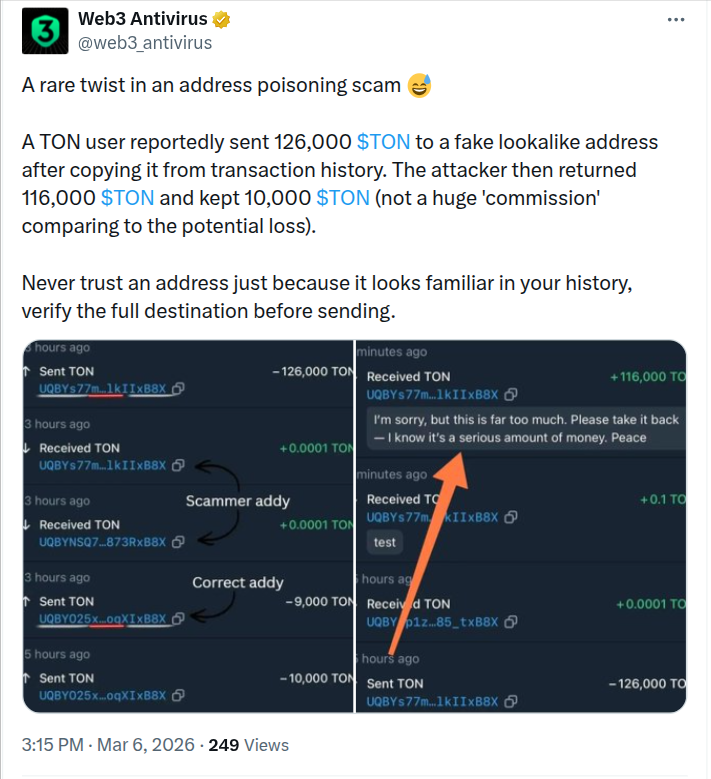 TON Address Poisoning Scam
