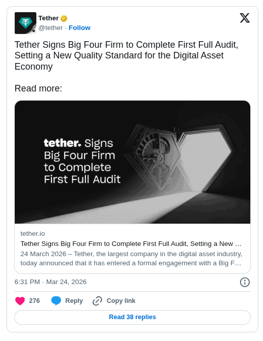 Tether Hires Big Four Firm 