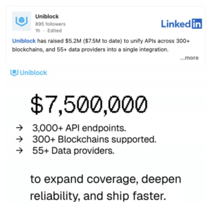 Uniblock raises $5.2M led by SBI Investment