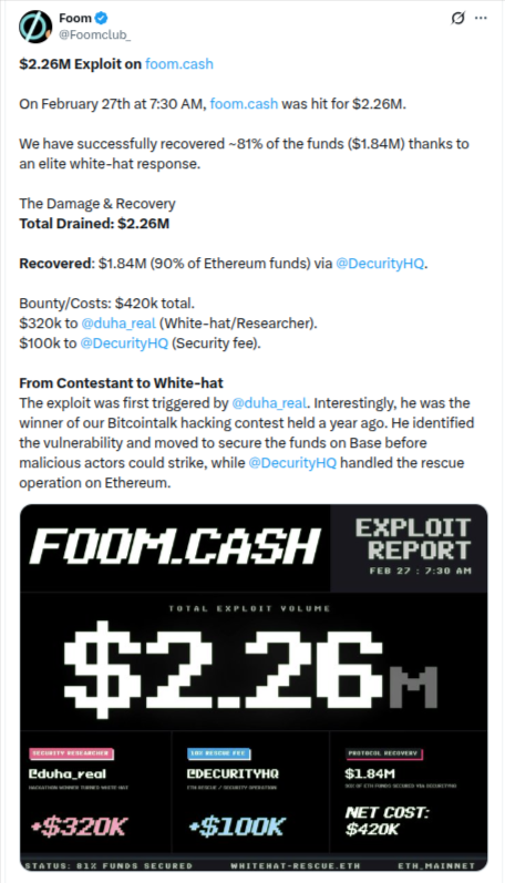 $1.84M Recovery for Foom.cash