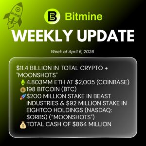 Bitmine (BMNR) Buys 71,252 ETH as Total Holdings Reach 4.8 Million ETH