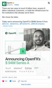 OpenFX Secures $94M Series A Led by Accel and Atomico for Cross-Border ...