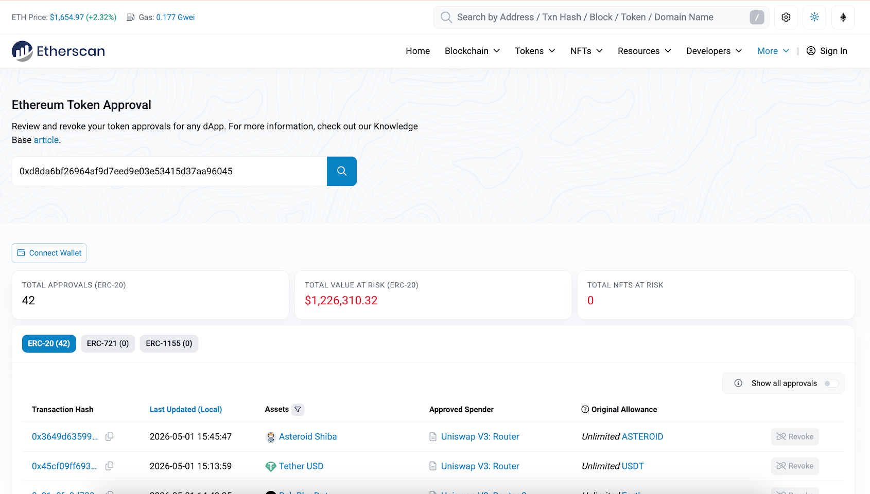 Etherscan token approval page