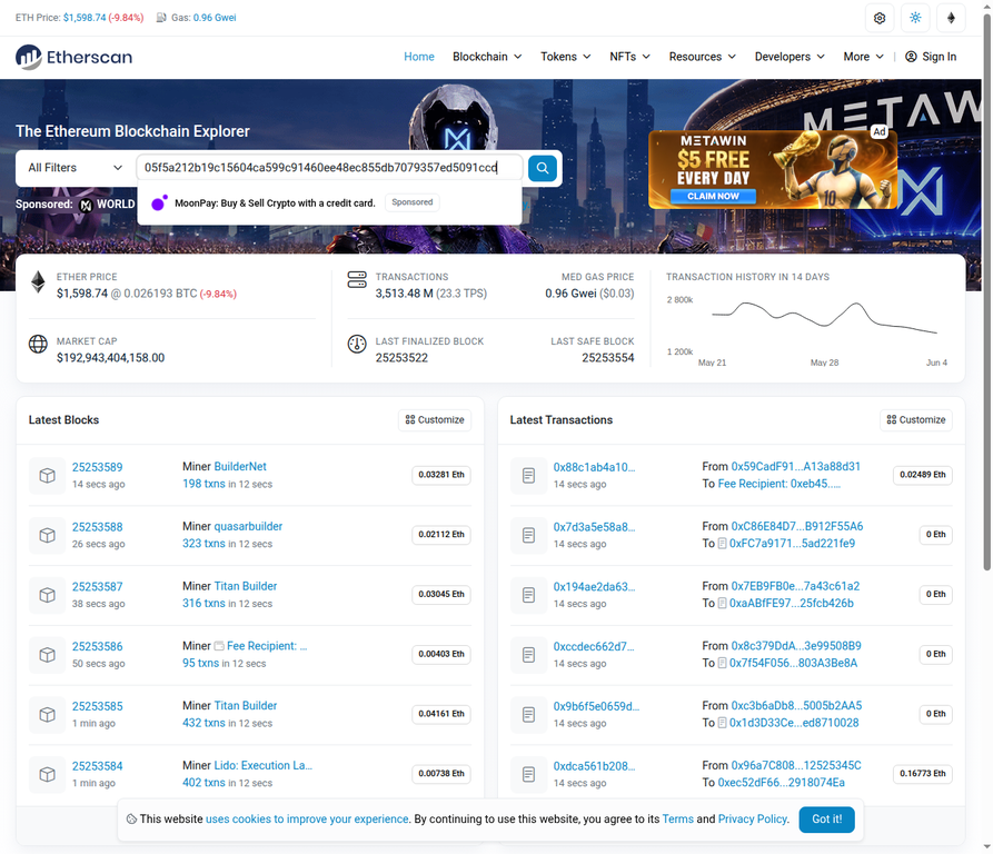How to Search on Etherscan