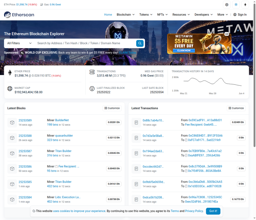 Introduction & Homepage Overview of Etherscan