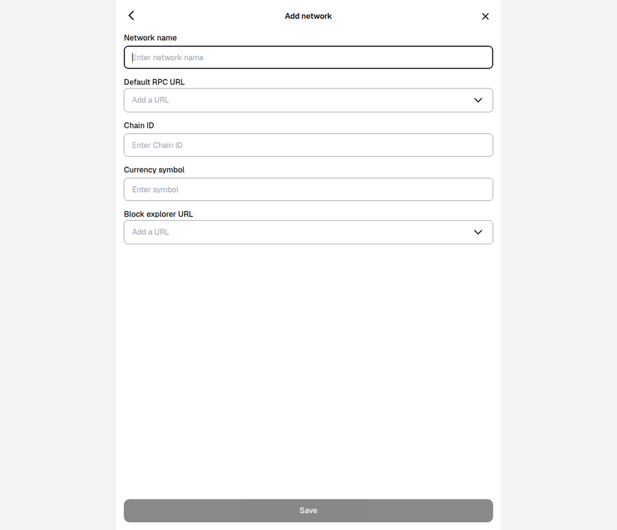 Empty Add Network Form
