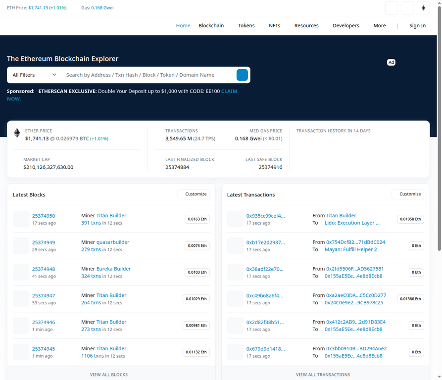 Etherscan is the main tool for checking smart contracts on Ethereum, and no account is needed.
