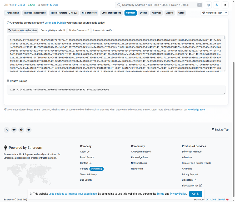 Raw bytecode is the only thing visible when a contract is unverified. There is nothing a human can audit here.