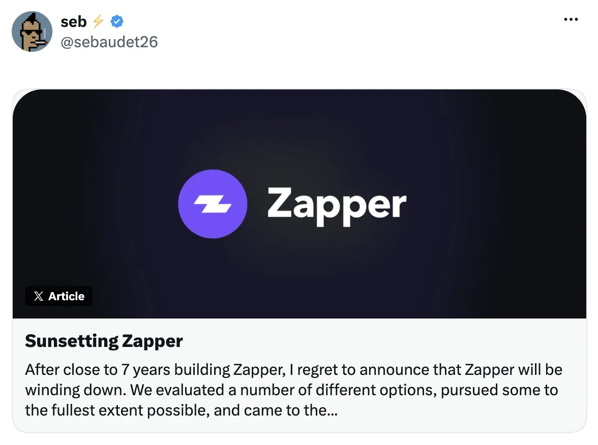Zapper to Shut Down After Nearly Seven Years