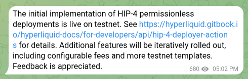 Hyperliquid API Announcements t.me post